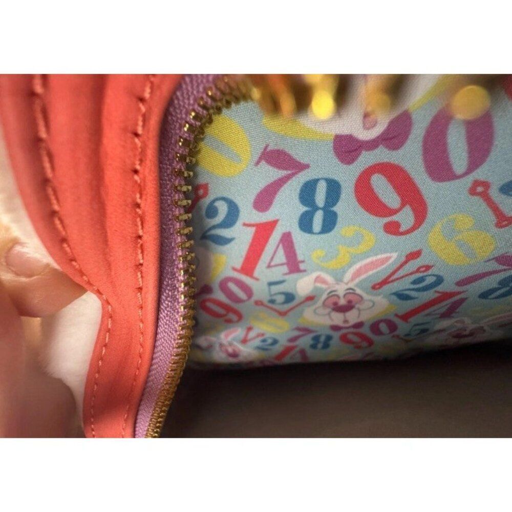 Loungefly Alice In Wonderland White Rabbit Plush Clock Mini Backpack NWT Easter - Picture 4 of 6